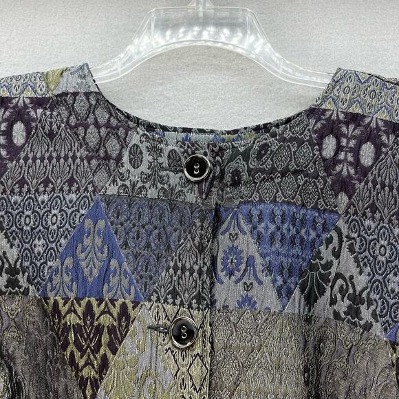 VTG Norton McNaughton Jacket Women's 1X Metallic Purple Gold Pockets Grandma - Picture 5 of 11